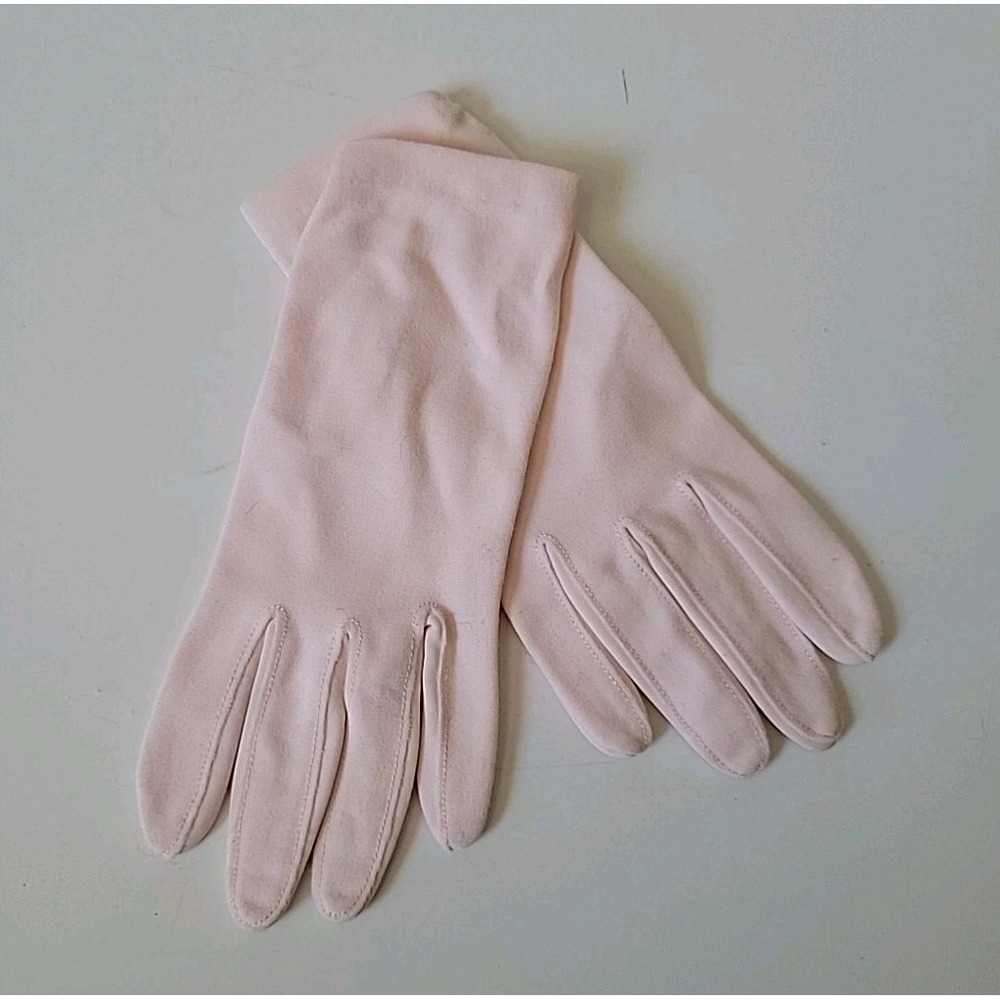 Wear Right Vintage Wristlet Five Finger Gloves Pastel‎ Pink Nylon Easter Party
